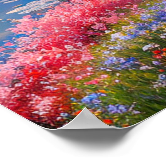 Lebhaftes Tal mit einem ruhigen Fluss Poster (Ecke)