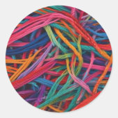 Lebhaftes Thread Chaos - farbenfrohe Textilkunst P Runder Aufkleber (Vorderseite)