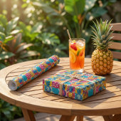 Lebhaftes Tile mit kühlen und farbenfrohen Ananas Geschenkpapier