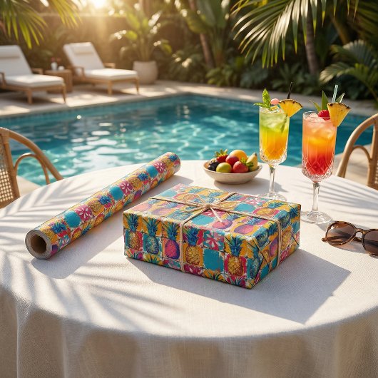 Lebhaftes Tile mit kühlen und farbenfrohen Ananas Geschenkpapier