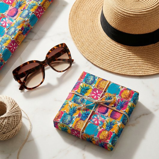 Lebhaftes Tile mit kühlen und farbenfrohen Ananas Geschenkpapier