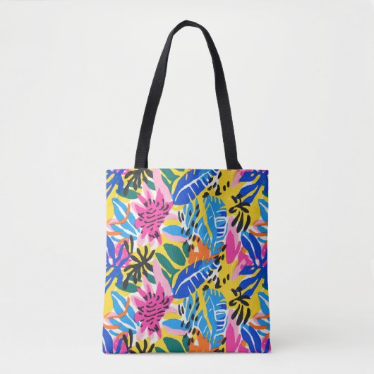 Lebhaftes tropisches Abstraktes Leaf farbenfroh Ge Tasche (Vorderseite)