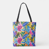 Lebhaftes tropisches Abstraktes Leaf farbenfroh Ge Tasche (Rückseite)