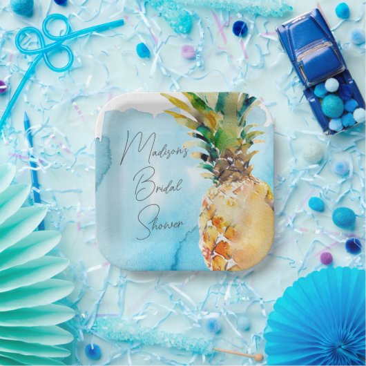 Lebhaftes tropisches Ananas-Brautparty-Party Pappteller (Party)