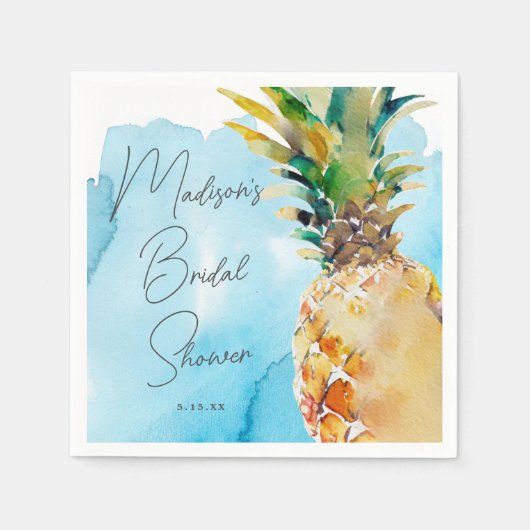 Lebhaftes tropisches Ananas-Brautparty-Party Serviette (Vorderseite)