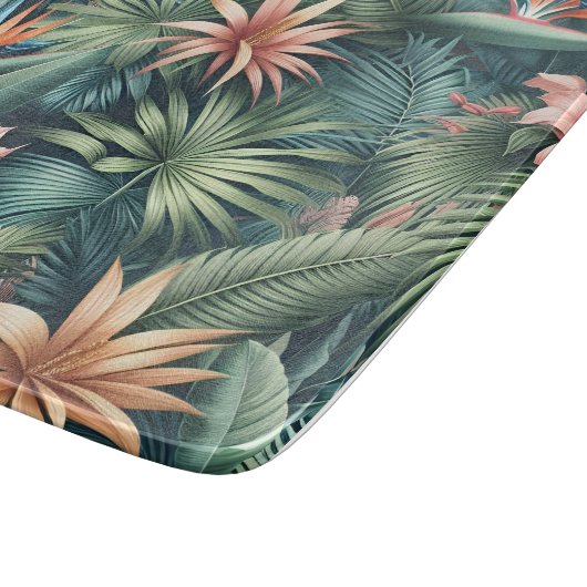 Lebhaftes tropisches Dschungelmuster Schneidebrett (Ecke)