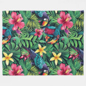 Lebhaftes tropisches Flair mit Parkettdesign Fleecedecke (Vorderseite (Horizontal))