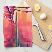 Lebhaftes tropisches Flamingo-Glühdesign Geschirrtuch (Viertel Falte)
