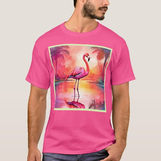 Lebhaftes tropisches Flamingo-Glühdesign T-Shirt (Vorderseite)