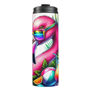 Lebhaftes tropisches Flamingo Thermosbecher