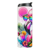 Lebhaftes tropisches Flamingo Thermosbecher (Nach links gedreht)