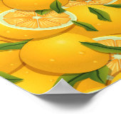 Lebhaftes tropisches gelbes Limettenmuster Poster (Ecke)
