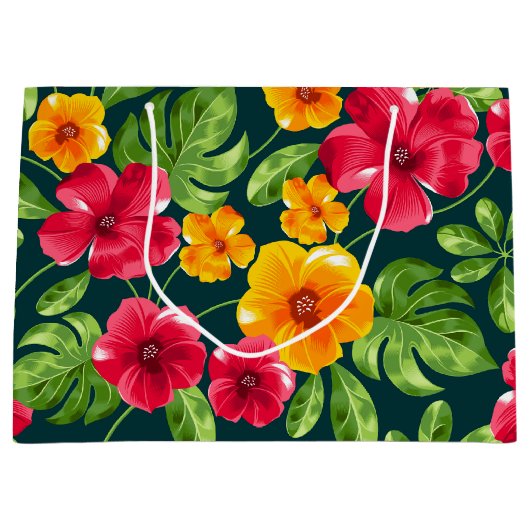 Lebhaftes tropisches Muster Große Geschenktüte (Vorderseite)