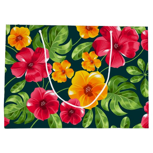 Lebhaftes tropisches Muster Große Geschenktüte (Rückseite)