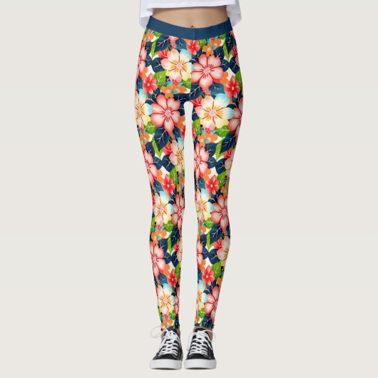 Lebhaftes tropisches Muster Leggings (Vorderseite)