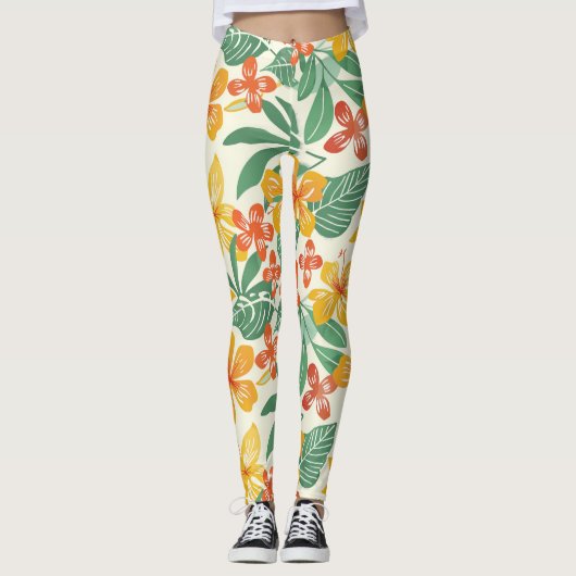 Lebhaftes tropisches Muster Leggings (Vorderseite)