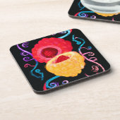 Lebhaftes tropisches Neon Fruit Design Getränkeuntersetzer (Linke Seite)