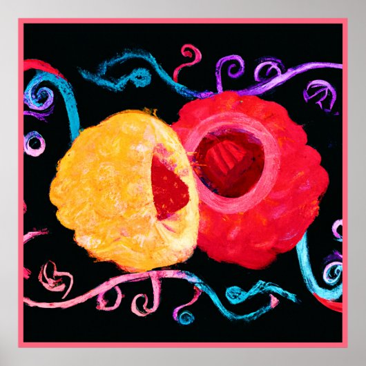 Lebhaftes tropisches Neon Fruit Design Poster (Vorne)