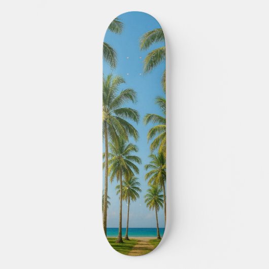 Lebhaftes tropisches Paradies des blauen Ozeans Skateboard (Vorderseite)