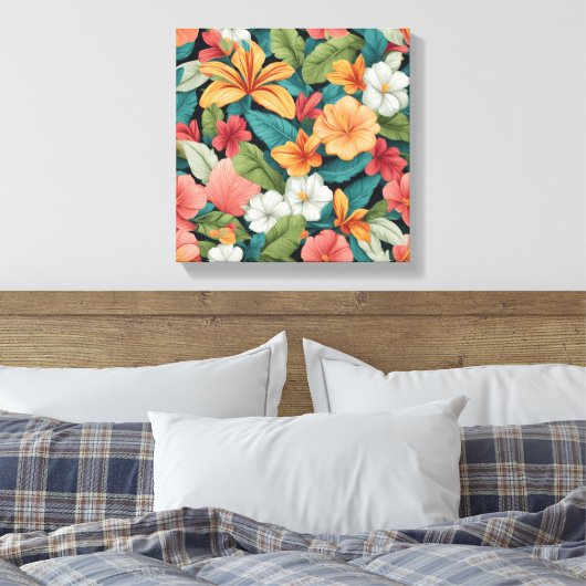 Lebhaftes tropisches Paradies, nahtloses Muster Leinwanddruck (Insitu (Schlafzimmer))