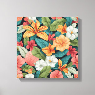 Lebhaftes tropisches Paradies, nahtloses Muster Leinwanddruck