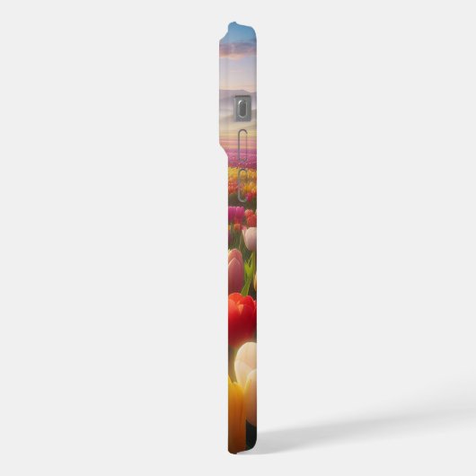 Lebhaftes Tulip-Feld im vollen Leben iPhone Hülle (Linke Seite)