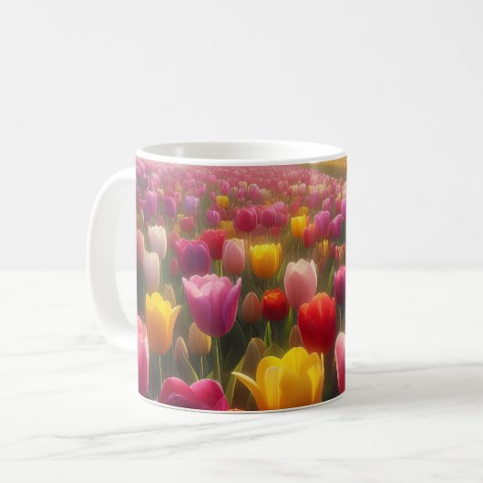 Lebhaftes Tulip-Feld im vollen Leben Kaffeetasse (Vorderseite Links)