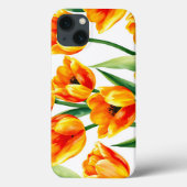 Lebhaftes Tulips-Aquarellmuster in hellgelber Farb Case-Mate iPhone Hülle (Rückseite)