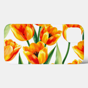 Lebhaftes Tulips-Aquarellmuster in hellgelber Farb Case-Mate iPhone Hülle