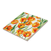 Lebhaftes Tulips-Aquarellmuster in hellgelber Farb Fliese (Seite)