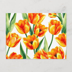 Lebhaftes Tulips-Aquarellmuster in hellgelber Farb Postkarte