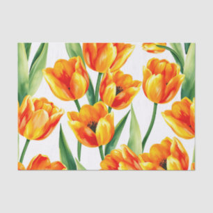 Lebhaftes Tulips-Aquarellmuster in hellgelber Farb Seidenpapier