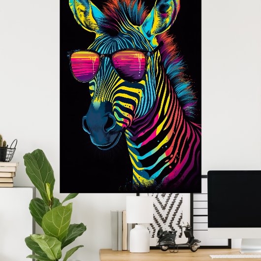 Lebhaftes und auffälliges Zebra-Poster Poster (Heimbüro)