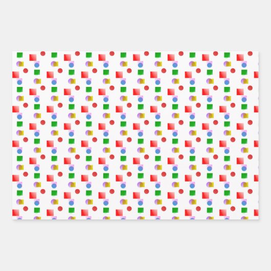 Lebhaftes und farbiges Fun Geometric Muster Geschenkpapier Set (Vorderseite)