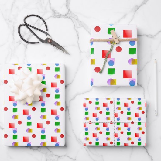 Lebhaftes und farbiges Fun Geometric Muster Geschenkpapier Set (Vorderseite)