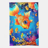 Lebhaftes Unterwasser-Fisch-Weltdesign Geschirrtuch (Vertikal)