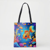 Lebhaftes Unterwasser-Fisch-Weltdesign Tasche (Vorderseite)
