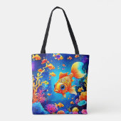 Lebhaftes Unterwasser-Fisch-Weltdesign Tasche (Rückseite)