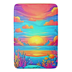 Lebhaftes Unterwasser-Sonnenuntergang Badematte