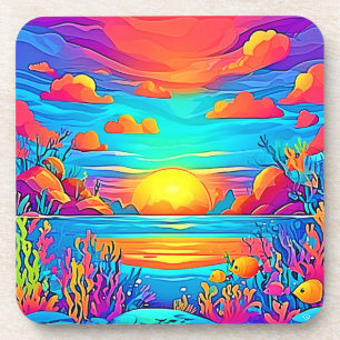 Lebhaftes Unterwasser-Sonnenuntergang Getränkeuntersetzer