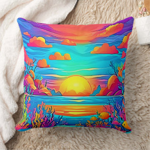 Lebhaftes Unterwasser-Sonnenuntergang Kissen