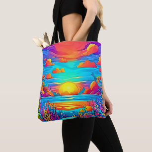 Lebhaftes Unterwasser-Sonnenuntergang Tasche