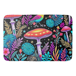 Lebhaftes, verzaubertes Forest Mushroom Artwork Badematte