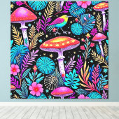 Lebhaftes, verzaubertes Forest Mushroom Artwork Leinwanddruck (Insitu (Holzboden))