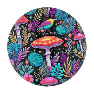 Lebhaftes, verzaubertes Forest Mushroom Artwork Schneidebrett