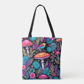 Lebhaftes, verzaubertes Forest Mushroom Artwork Tasche (Rückseite)