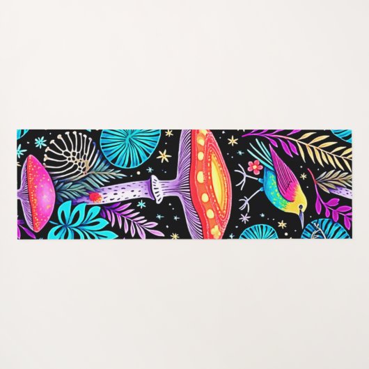 Lebhaftes, verzaubertes Forest Mushroom Artwork Yogamatte (Rückseite (Horizontal))