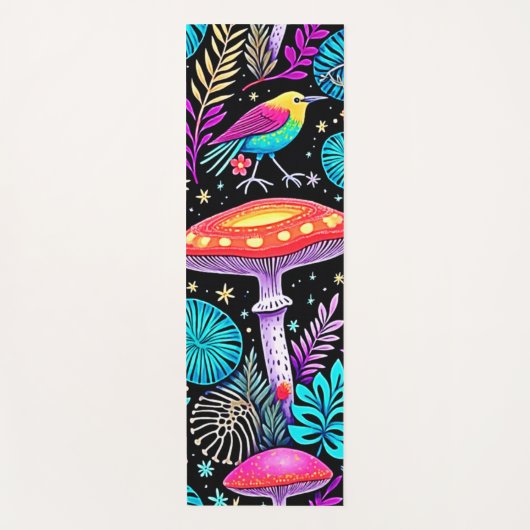 Lebhaftes, verzaubertes Forest Mushroom Artwork Yogamatte (Vorderseite)