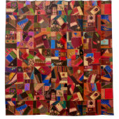 Lebhaftes Vintages Crazy Quilt Duschvorhang (Vorderseite)