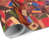 Lebhaftes Vintages Crazy Quilt Geschenkpapier (Rolleneckpunkt)